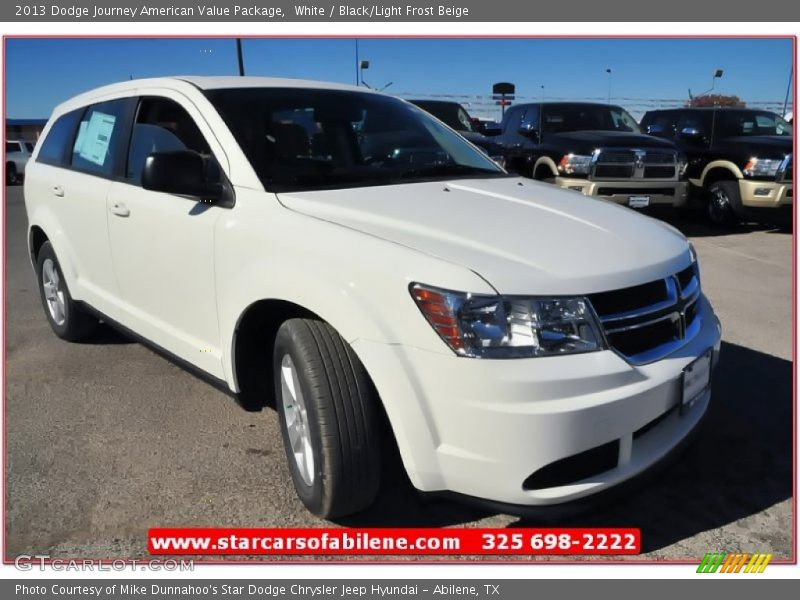 White / Black/Light Frost Beige 2013 Dodge Journey American Value Package