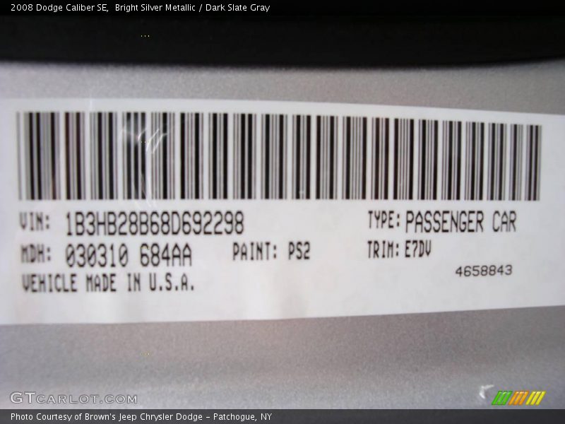 Bright Silver Metallic / Dark Slate Gray 2008 Dodge Caliber SE