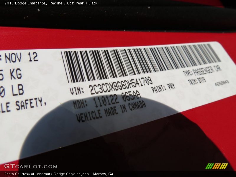 Redline 3 Coat Pearl / Black 2013 Dodge Charger SE