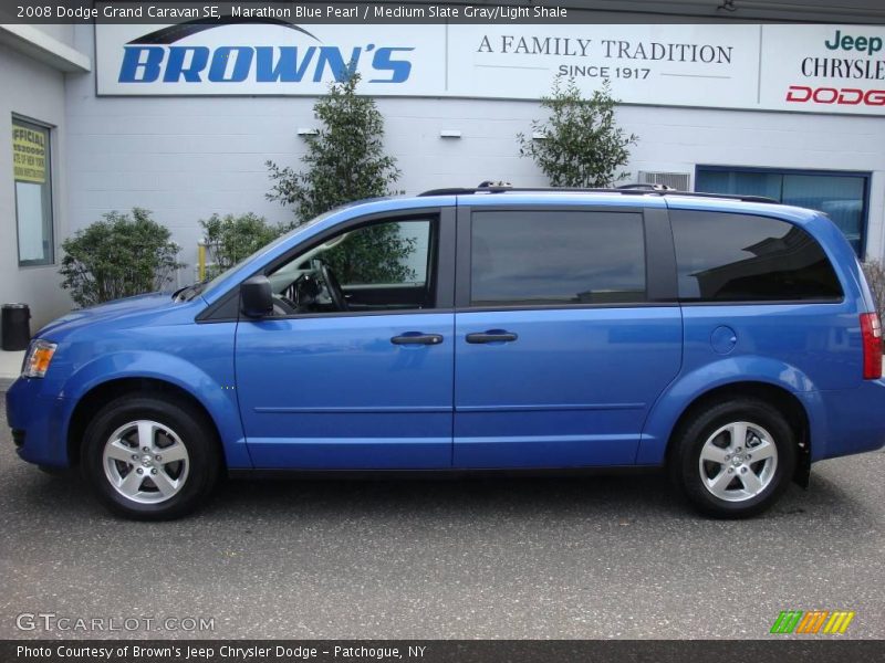 Marathon Blue Pearl / Medium Slate Gray/Light Shale 2008 Dodge Grand Caravan SE