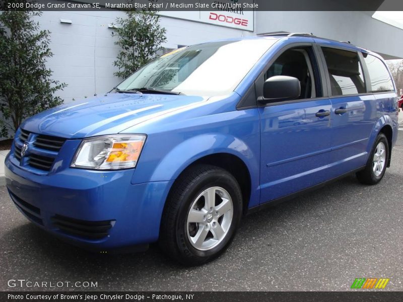 Marathon Blue Pearl / Medium Slate Gray/Light Shale 2008 Dodge Grand Caravan SE