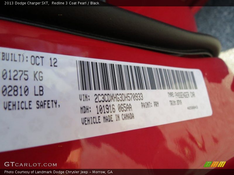 Redline 3 Coat Pearl / Black 2013 Dodge Charger SXT