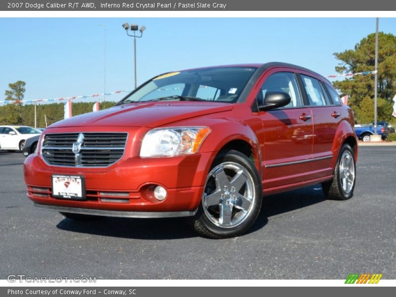 Inferno Red Crystal Pearl / Pastel Slate Gray 2007 Dodge Caliber R/T AWD