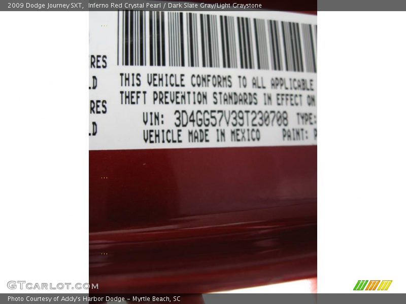 Inferno Red Crystal Pearl / Dark Slate Gray/Light Graystone 2009 Dodge Journey SXT