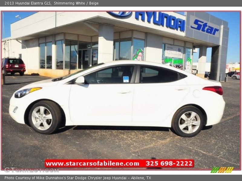 Shimmering White / Beige 2013 Hyundai Elantra GLS