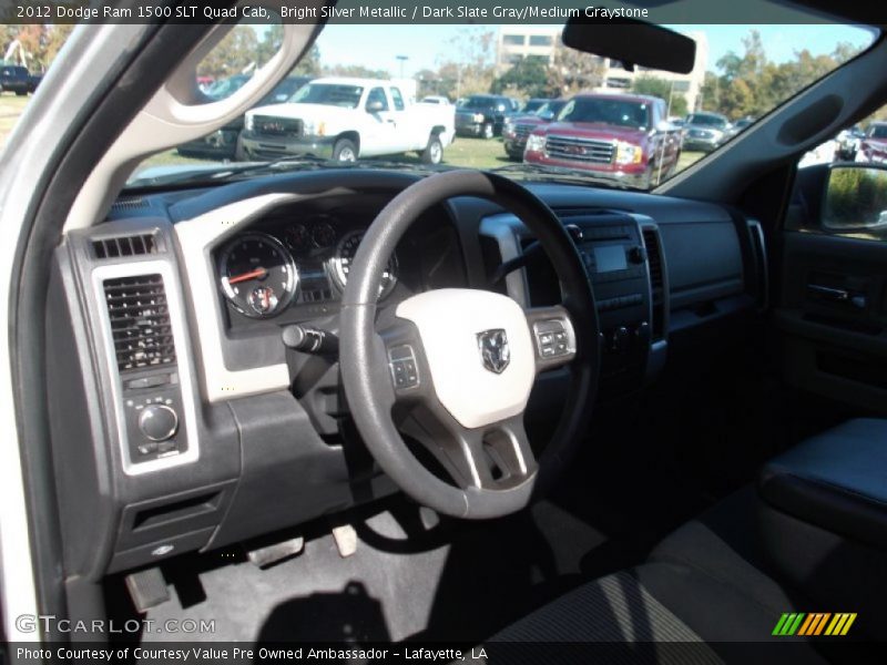 Bright Silver Metallic / Dark Slate Gray/Medium Graystone 2012 Dodge Ram 1500 SLT Quad Cab