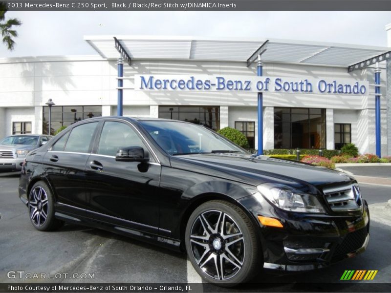 Black / Black/Red Stitch w/DINAMICA Inserts 2013 Mercedes-Benz C 250 Sport