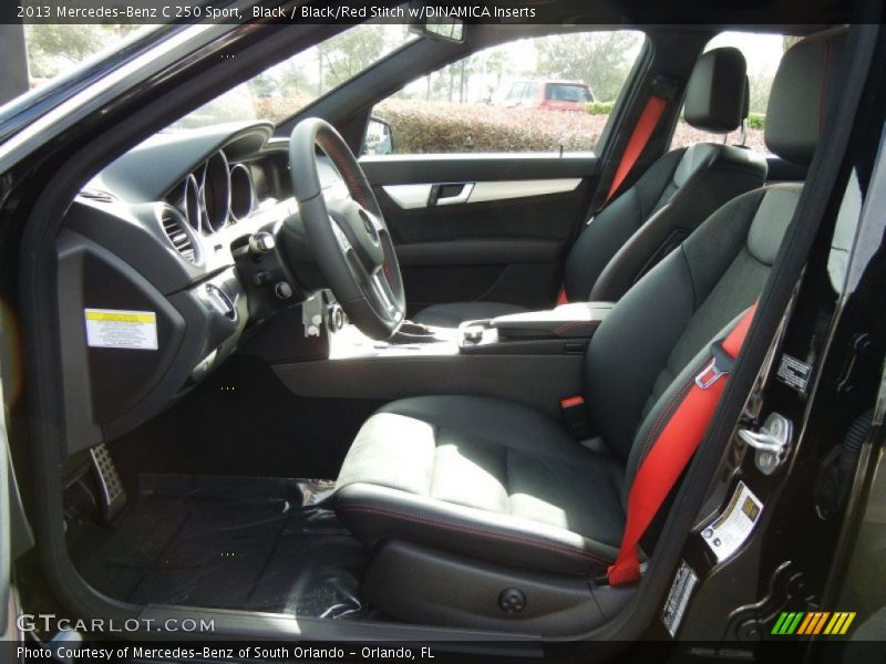 Black / Black/Red Stitch w/DINAMICA Inserts 2013 Mercedes-Benz C 250 Sport