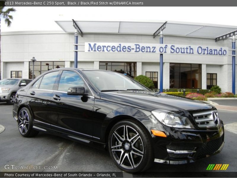 Black / Black/Red Stitch w/DINAMICA Inserts 2013 Mercedes-Benz C 250 Sport