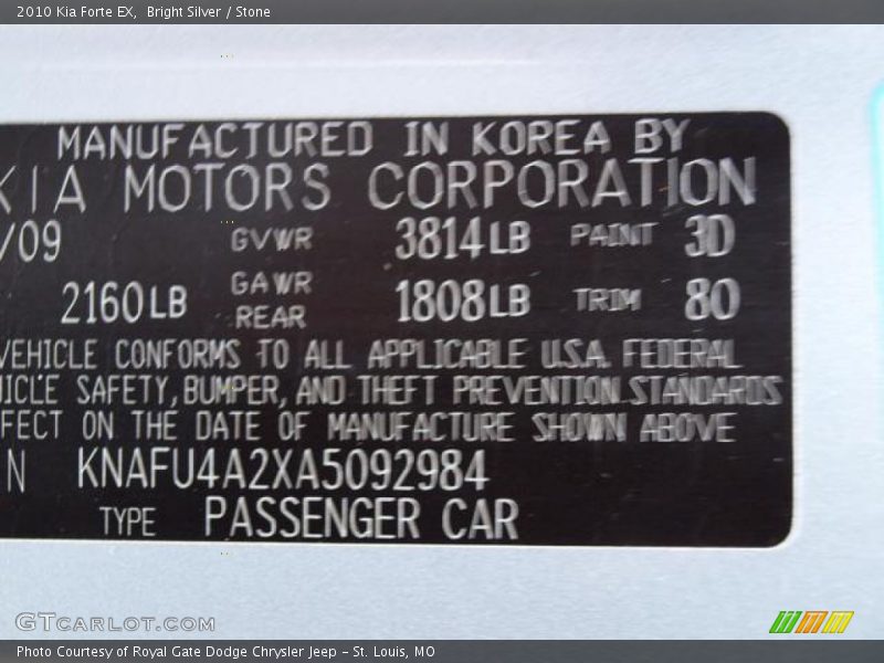 Bright Silver / Stone 2010 Kia Forte EX