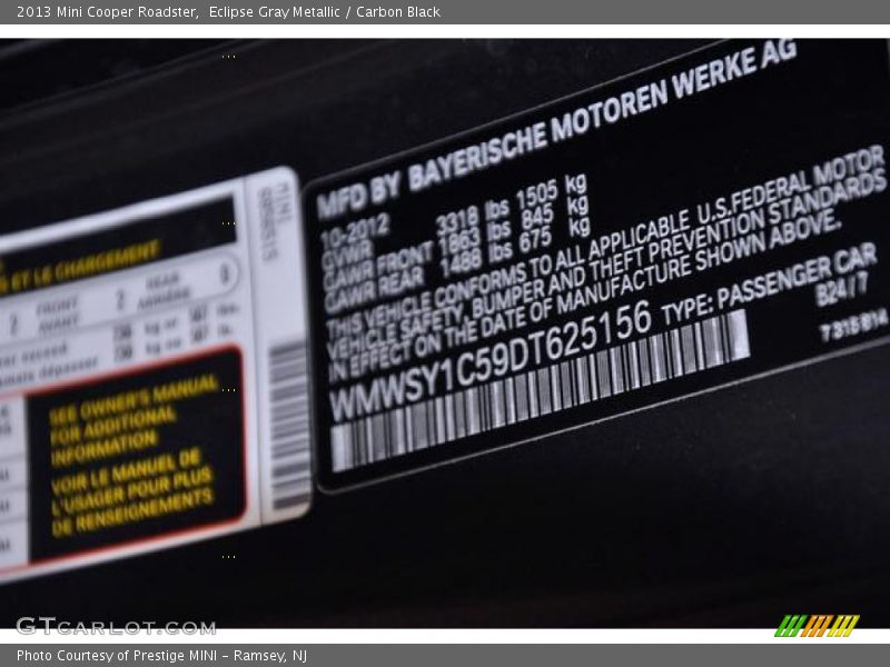 2013 Cooper Roadster Eclipse Gray Metallic Color Code B24