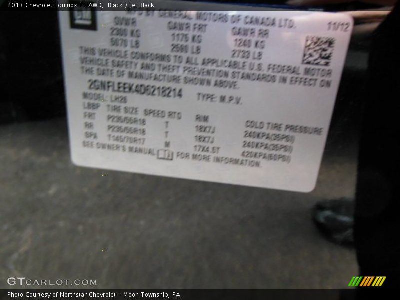 Black / Jet Black 2013 Chevrolet Equinox LT AWD