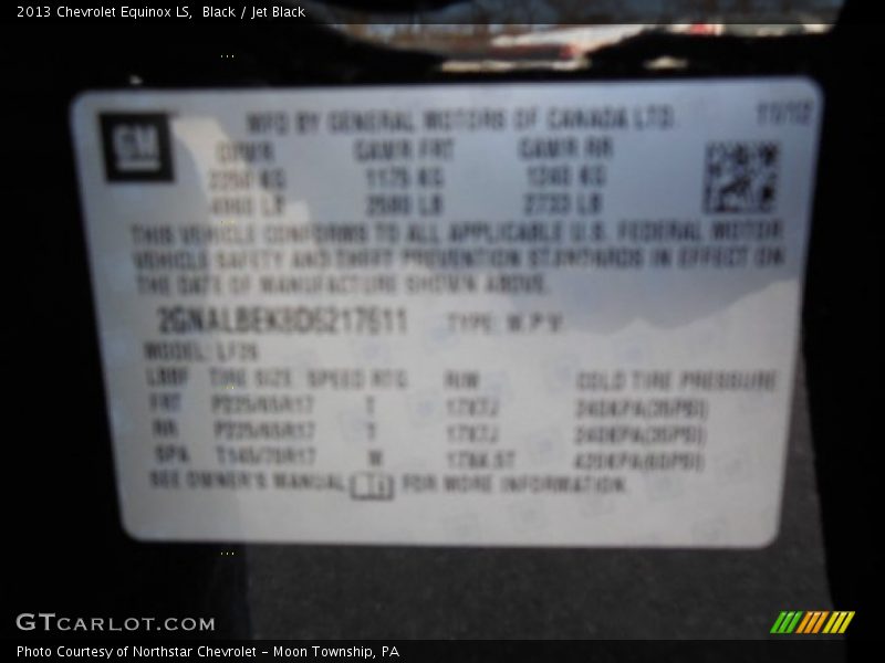 Black / Jet Black 2013 Chevrolet Equinox LS