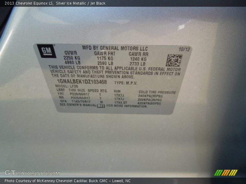 Silver Ice Metallic / Jet Black 2013 Chevrolet Equinox LS