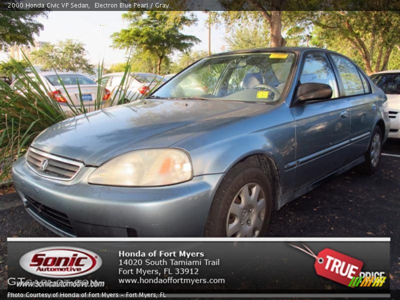 Electron Blue Pearl / Gray 2000 Honda Civic VP Sedan