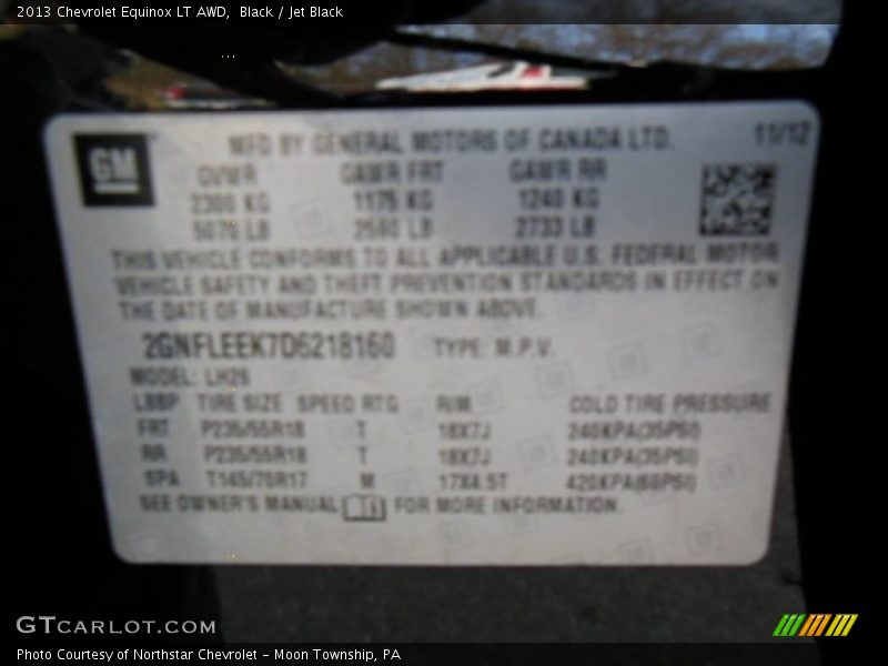 Black / Jet Black 2013 Chevrolet Equinox LT AWD