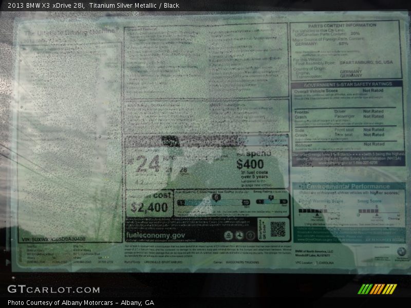 Titanium Silver Metallic / Black 2013 BMW X3 xDrive 28i