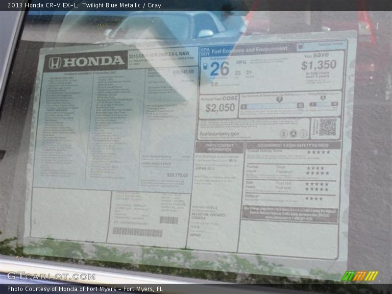 Twilight Blue Metallic / Gray 2013 Honda CR-V EX-L