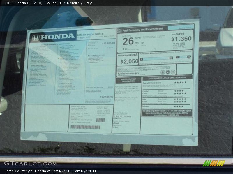 Twilight Blue Metallic / Gray 2013 Honda CR-V LX