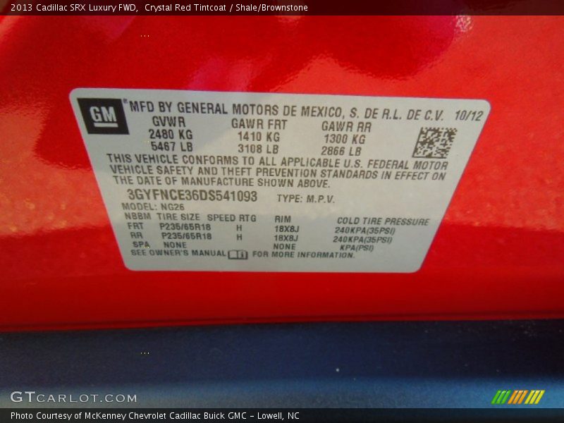 Crystal Red Tintcoat / Shale/Brownstone 2013 Cadillac SRX Luxury FWD