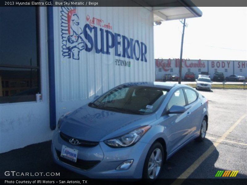 Blue Sky Metallic / Beige 2013 Hyundai Elantra GLS