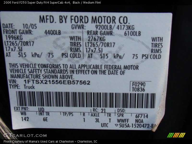 Black / Medium Flint 2006 Ford F250 Super Duty FX4 SuperCab 4x4