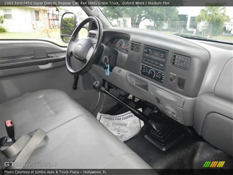 Oxford White / Medium Flint 2003 Ford F450 Super Duty XL Regular Cab 4x4 Utility Crane Truck