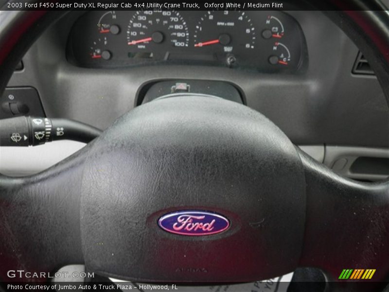Oxford White / Medium Flint 2003 Ford F450 Super Duty XL Regular Cab 4x4 Utility Crane Truck