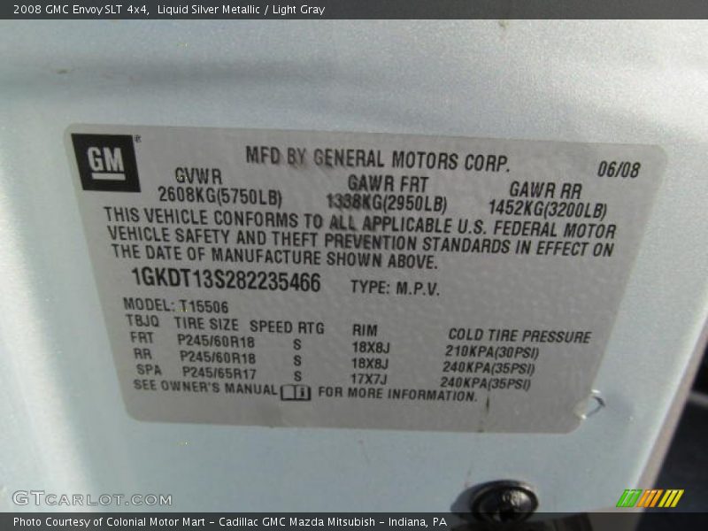 Liquid Silver Metallic / Light Gray 2008 GMC Envoy SLT 4x4