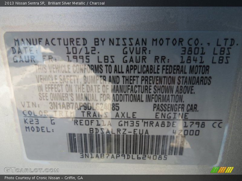 Brilliant Silver Metallic / Charcoal 2013 Nissan Sentra SR