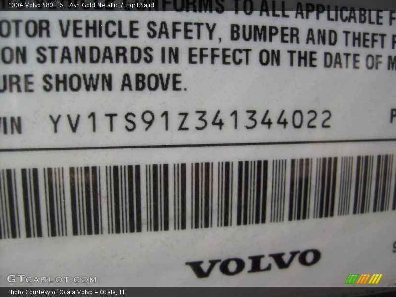 Ash Gold Metallic / Light Sand 2004 Volvo S80 T6
