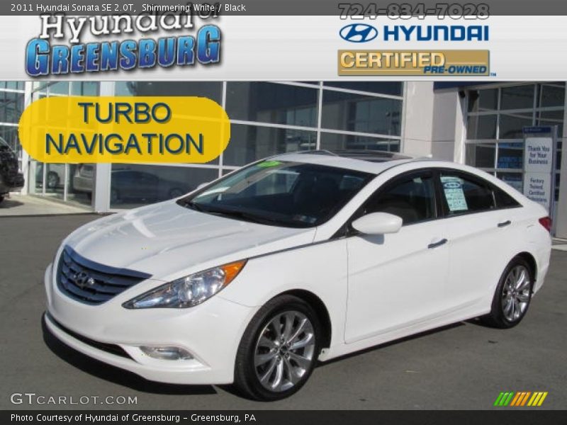 Shimmering White / Black 2011 Hyundai Sonata SE 2.0T