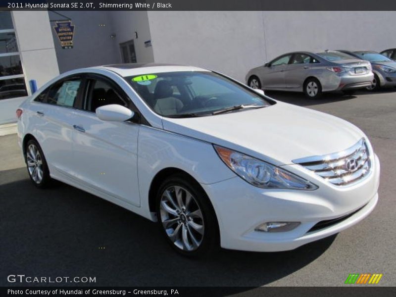 Shimmering White / Black 2011 Hyundai Sonata SE 2.0T