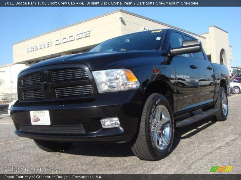 Brilliant Black Crystal Pearl / Dark Slate Gray/Medium Graystone 2011 Dodge Ram 1500 Sport Crew Cab 4x4
