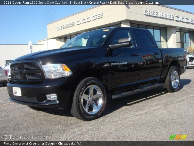 Brilliant Black Crystal Pearl / Dark Slate Gray/Medium Graystone 2011 Dodge Ram 1500 Sport Crew Cab 4x4