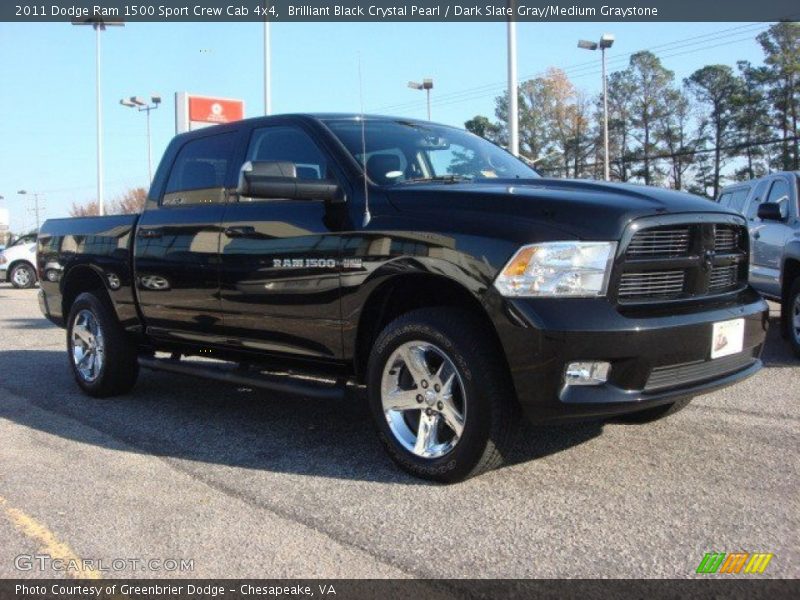 Brilliant Black Crystal Pearl / Dark Slate Gray/Medium Graystone 2011 Dodge Ram 1500 Sport Crew Cab 4x4