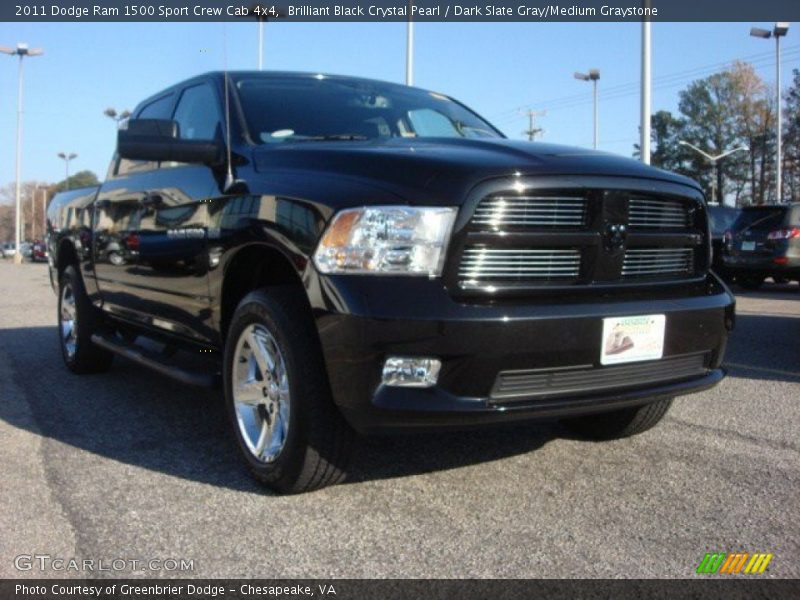 Brilliant Black Crystal Pearl / Dark Slate Gray/Medium Graystone 2011 Dodge Ram 1500 Sport Crew Cab 4x4