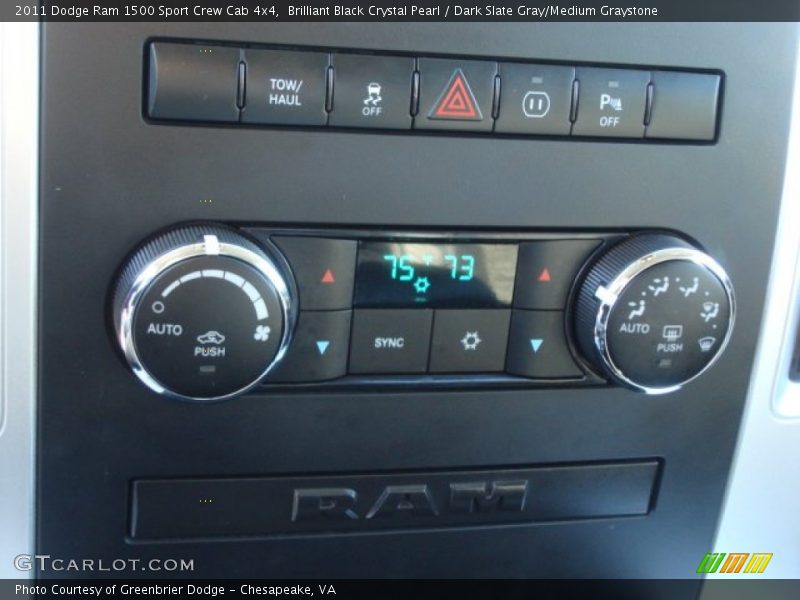 Brilliant Black Crystal Pearl / Dark Slate Gray/Medium Graystone 2011 Dodge Ram 1500 Sport Crew Cab 4x4
