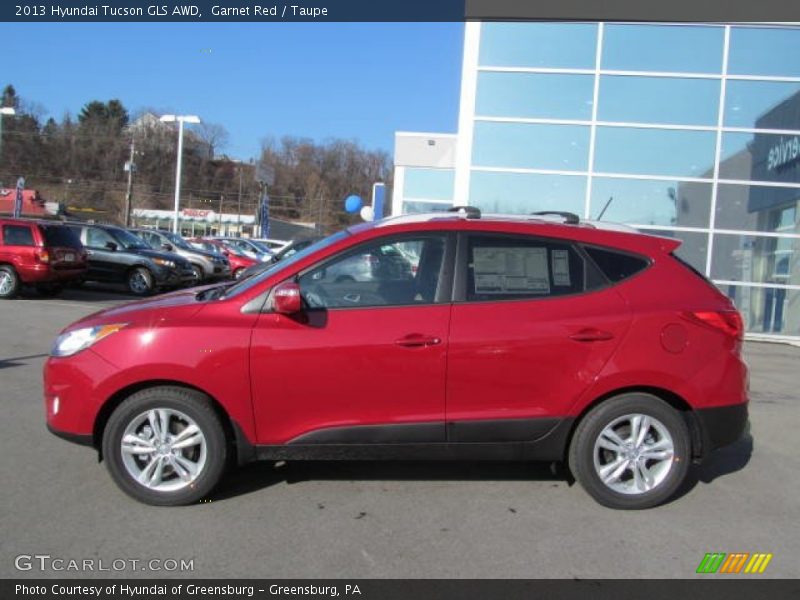Garnet Red / Taupe 2013 Hyundai Tucson GLS AWD