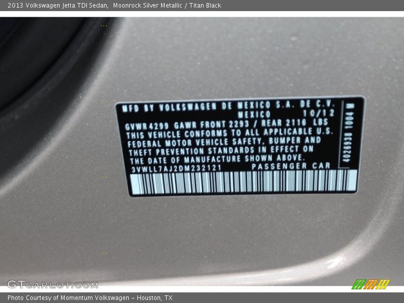 Moonrock Silver Metallic / Titan Black 2013 Volkswagen Jetta TDI Sedan
