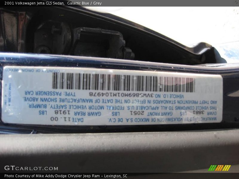 Galactic Blue / Grey 2001 Volkswagen Jetta GLS Sedan
