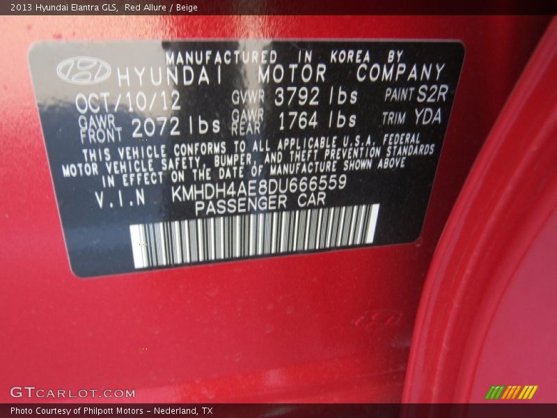 Red Allure / Beige 2013 Hyundai Elantra GLS