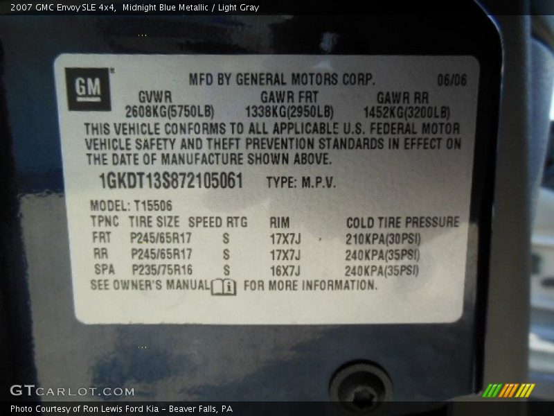 Midnight Blue Metallic / Light Gray 2007 GMC Envoy SLE 4x4