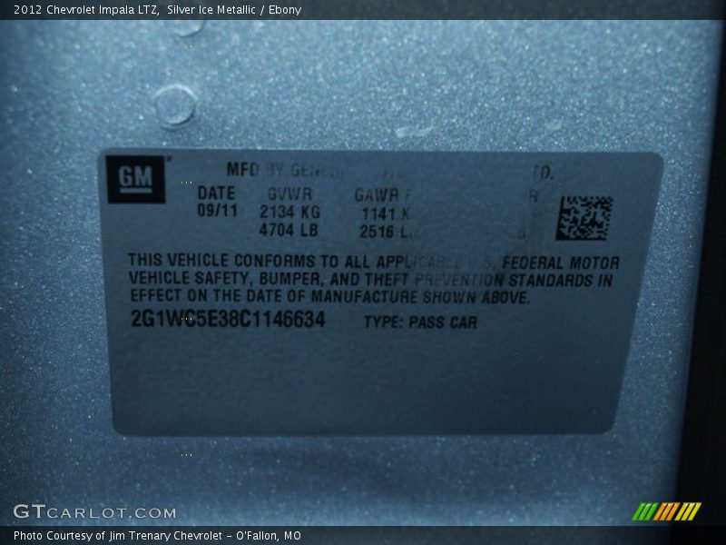 Silver Ice Metallic / Ebony 2012 Chevrolet Impala LTZ