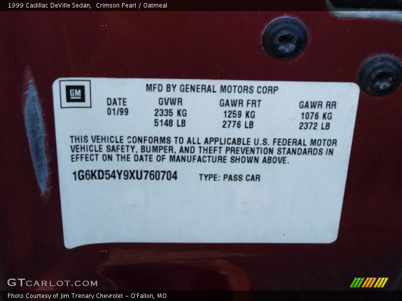 Crimson Pearl / Oatmeal 1999 Cadillac DeVille Sedan