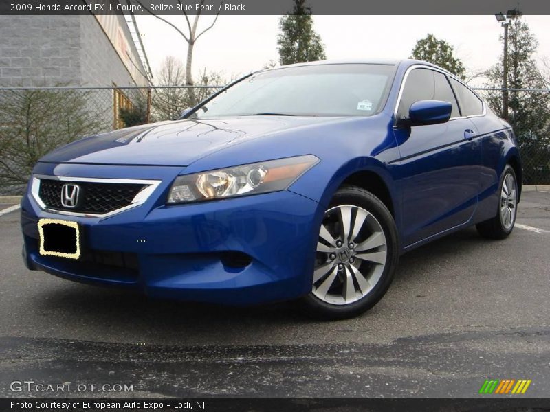 Belize Blue Pearl / Black 2009 Honda Accord EX-L Coupe