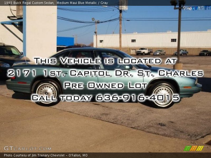 Medium Maui Blue Metallic / Gray 1993 Buick Regal Custom Sedan