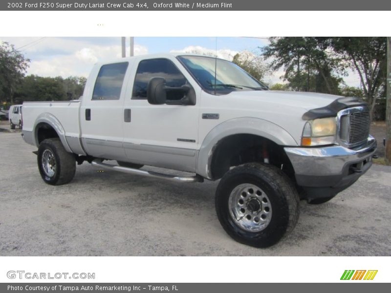 Oxford White / Medium Flint 2002 Ford F250 Super Duty Lariat Crew Cab 4x4