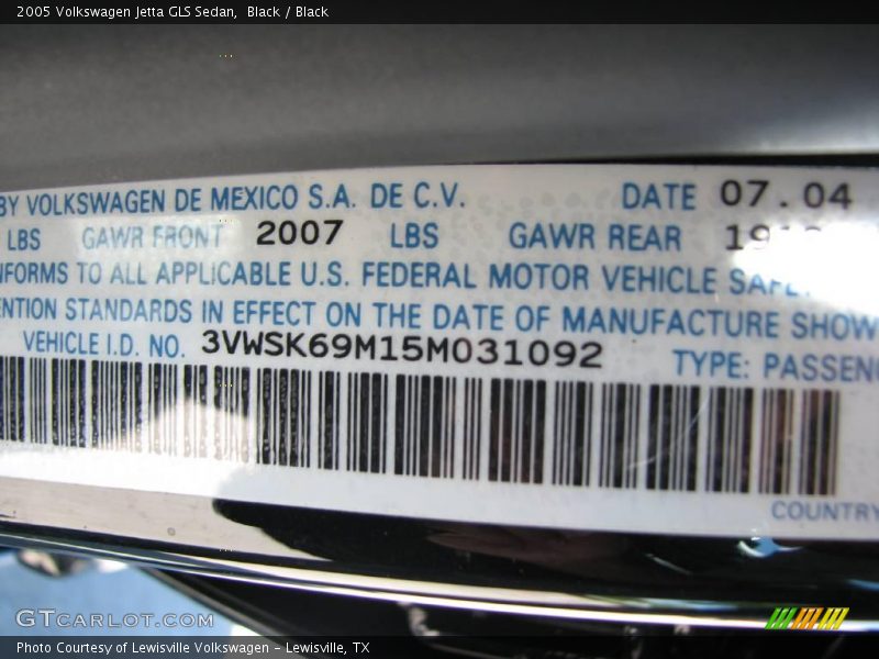 Black / Black 2005 Volkswagen Jetta GLS Sedan