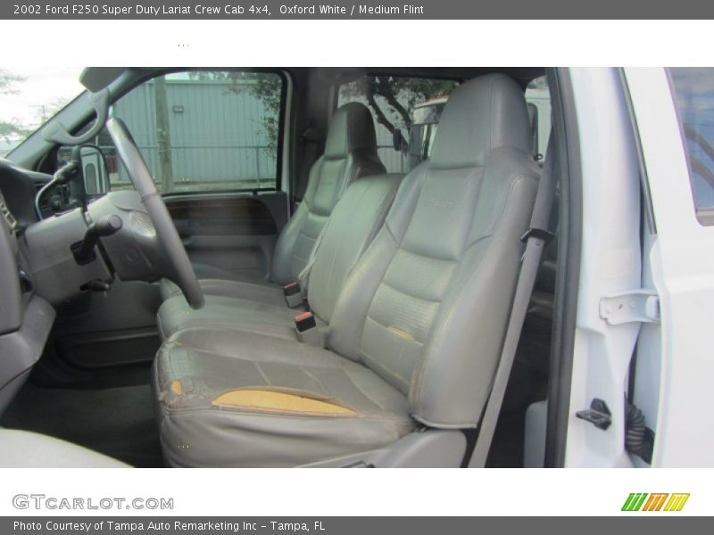 Oxford White / Medium Flint 2002 Ford F250 Super Duty Lariat Crew Cab 4x4